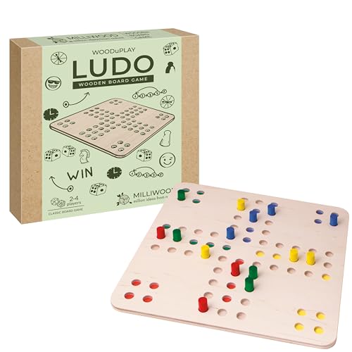 MILLIWOOD Ludo Spiel - Brettspiel - für 2-4 Personen - Spiele ab 4 Jahren - Gesellschaftsspiele - Spiele für Erwachsene und Kinder, Familienspiele - aus Holz MILLIWOOD Ludo Spiel - Brettspiel - für 2-4 Personen - Spiele ab 4 Jahren - Gesellschaftsspiele - Spiele für Erwachsene und Kinder, Familienspiele - aus Holz von MILLIWOOD