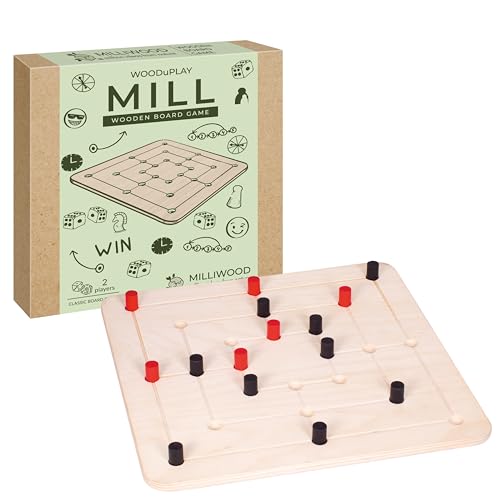 MILLIWOOD Mill Spiel - Brettspiel - für 2 Personen - Spiele ab 6 Jahren - Gesellschaftsspiele - Strategiespiel - Spiele für Erwachsene und Kinder, Familienspiele - aus Holz MILLIWOOD Mill Spiel - Brettspiel - für 2 Personen - Spiele ab 6 Jahren - Gesellschaftsspiele - Strategiespiel - Spiele für Erwachsene und Kinder, Familienspiele - aus Holz von MILLIWOOD