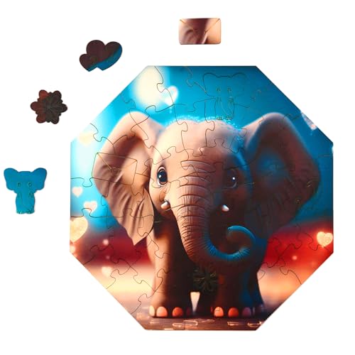 Milliwood Holzpuzzle - Ellie Elephant - 46 Teile - Puzzle Winter ab 4 Jahren - Mandala Puzzle für Erwachsene und Kinder - Jigsaw Puzzle aus Holz 29x29 cm - Puzzle Natur mit Holz Geschenkbox von MILLIWOOD