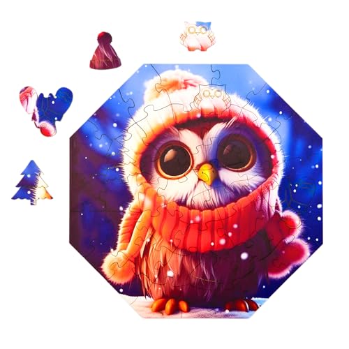 Milliwood Holzpuzzle - Olivia owl - 46 Teile - Puzzle Winter ab 4 Jahren - Mandala Puzzle für Erwachsene und Kinder - Jigsaw Puzzle aus Holz 29x29 cm - Puzzle Natur mit Holz Geschenkbox von MILLIWOOD