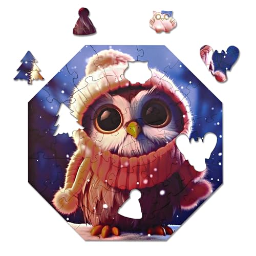 Milliwood Holzpuzzle - Olivia owl - 46 Teile - Puzzle Winter ab 4 Jahren - Mandala Puzzle für Erwachsene und Kinder - Jigsaw Puzzle aus Holz 29x29 cm - Puzzle Natur mit Holz Geschenkbox von MILLIWOOD