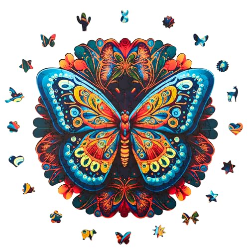 Milliwood Holzpuzzle - Elusive - 206 Teile - Puzzle Tiere ab 8 Jahren - Mandala Puzzle für Erwachsene und Kinder - Jigsaw Puzzle aus Holz 32x32 cm - Puzzle Puzzle Natur mit Holz Geschenkbox von MILLIWOOD