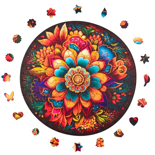 Milliwood Holzpuzzle - Leaf Ornaments - 206 Teile - Puzzle Tiere ab 8 Jahren - Mandala Puzzle für Erwachsene und Kinder - Jigsaw Puzzle aus Holz 32x32 cm - Puzzle Puzzle Natur mit Holz Geschenkbox von MILLIWOOD