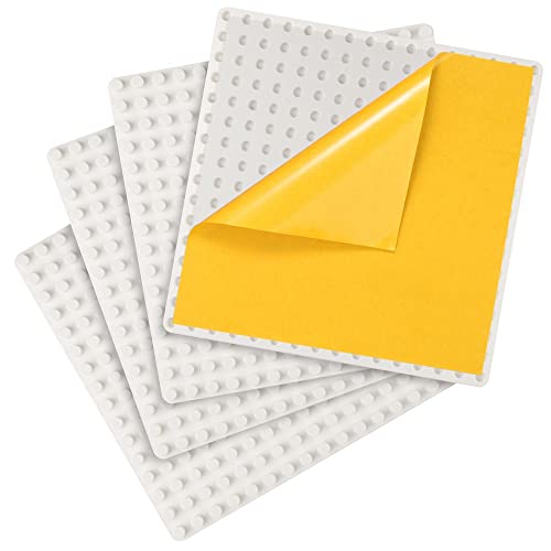 MIMAX Selbstklebende Grundplatten, kompatibel mit DUPLO, abziehbare und klebende Grundplatte für DIY-Spieltisch oder Wand, 4 Stück (25,4 x 25,4 cm) (weiß) von MIMAX