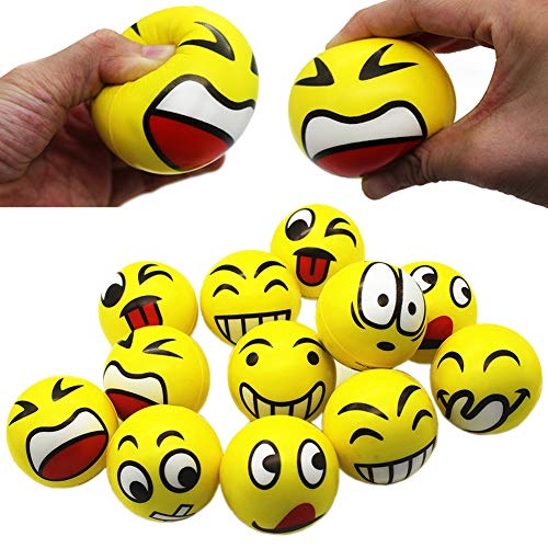 MIMIEYES Stressball Streßball Knautschball Antistressball lustige Gesichter Softball Gesicht Squeeze Bälle, Finger Übung / Stress Relief Emotionale Spielzeug (12 Stück) von MIMIEYES
