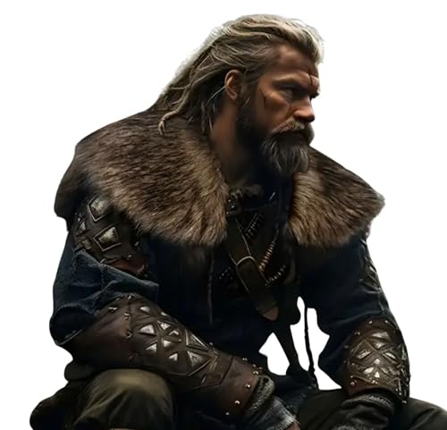 Cape aus braunem Kunstfell mit Schnalle für Krieger Wikinger Mittelalter LARP Cosplay Fantasy von MIMIKRY