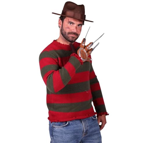 MIMIKRY 3-tlg. Freddy Krueger Kostüm Pullover Klingen-Handschuh Fedora-Hut Halloween Horror Killer Mörder, Größe:L-XL MIMIKRY 3-tlg. Freddy Krueger Kostüm Pullover Klingen-Handschuh Fedora-Hut Halloween Horror Killer Mörder, Größe:L-XL von MIMIKRY