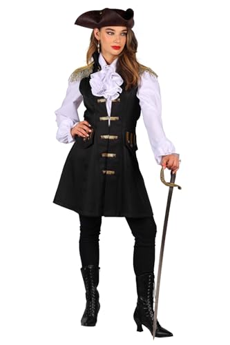 MIMIKRY Damen Langweste mit goldenen Knöpfen Piratin Mantel ohne Ärmel Weste Piratenmantel Kostüm, Größe:XL MIMIKRY Damen Langweste mit goldenen Knöpfen Piratin Mantel ohne Ärmel Weste Piratenmantel Kostüm, Größe:XL von MIMIKRY