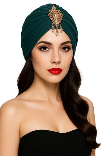 MIMIKRY Damen Samt Turban mit Zierornament Diva Hut 20er Jahre Flapper Wahrsagerin Oriantalin, Farbe:Türkis MIMIKRY Damen Samt Turban mit Zierornament Diva Hut 20er Jahre Flapper Wahrsagerin Oriantalin, Farbe:Türkis von MIMIKRY