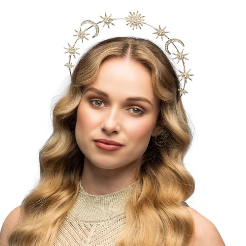 MIMIKRY Diadem Halo-Krone Calypso Gold mit Strass Tiara Sonne Mond Sterne Haarreif Kopfschmuck Heiligenschein Göttin Engel MIMIKRY Diadem Halo-Krone Calypso Gold mit Strass Tiara Sonne Mond Sterne Haarreif Kopfschmuck Heiligenschein Göttin Engel von MIMIKRY