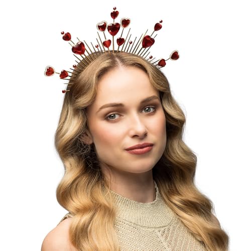 MIMIKRY Diadem Halo-Krone Juliette Gold mit Strass-Herzen Amor Tiara Kopfschmuck Cupido Haarreif Heiligenschein Liebesgöttin von MIMIKRY