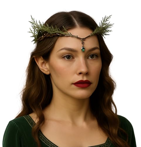MIMIKRY Elfen Kopfschmuck Waldfee Krone Fantasy Stirnband Kostüm-Zubehör Nymphe Elfenkrone Waldelfe, Variante:Stein Tropfenform von MIMIKRY