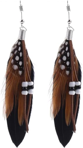 MIMIKRY Feder Ohrringe Wildleder-Optik Perlen für Indianerin und Hippie Schmuck Flower Power Boho Wilder Westen, Farbe:Schwarz MIMIKRY Feder Ohrringe Wildleder-Optik Perlen für Indianerin und Hippie Schmuck Flower Power Boho Wilder Westen, Farbe:Schwarz von MIMIKRY