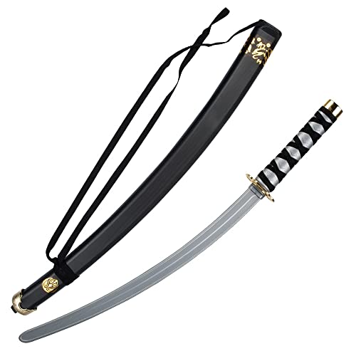 MIMIKRY Großes Ninjaschwert mit Scheide Schwarz/Grau/Gold 73 cm Ninja Schwert Kostüm-Zubehör von MIMIKRY