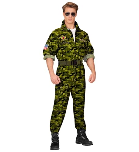 MIMIKRY Herren-Kostüm Kampfjet Pilot Camouflage Grün Kampfflieger Piloten-Overall Jetpilot Kampfpilot Flieger Army, Größe:XL von MIMIKRY