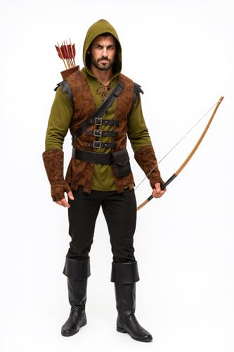 MIMIKRY Herren-Kostüm Robin Hood of Sherwood in Lederoptik 4tlg. Mittelalter-Bogenschütze Kostümset, Größe:L von MIMIKRY