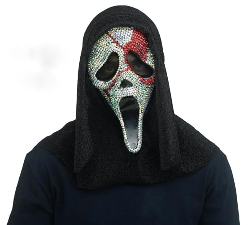 MIMIKRY Original Ghost Face Scream Maske mit Strass, Blut und Glitzer-Kapuze Halloween Horror Geist Film MIMIKRY Original Ghost Face Scream Maske mit Strass, Blut und Glitzer-Kapuze Halloween Horror Geist Film von MIMIKRY