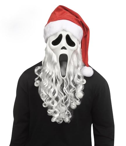 MIMIKRY Original Ghost Face Scream Santa Claus Maske mit Bart und Nikolaus-Mütze Halloween Horror Weihnachtsmann MIMIKRY Original Ghost Face Scream Santa Claus Maske mit Bart und Nikolaus-Mütze Halloween Horror Weihnachtsmann von MIMIKRY