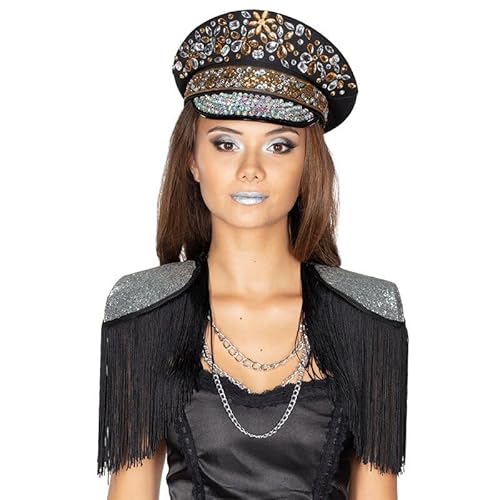 MIMIKRY Schulterklappen mit Glitter Ketten und Fransen Festival Epauletten Schulterpolster Damen Herren Party Kostüm Zubehör, Farbe:Silber MIMIKRY Schulterklappen mit Glitter Ketten und Fransen Festival Epauletten Schulterpolster Damen Herren Party Kostüm Zubehör, Farbe:Silber von MIMIKRY