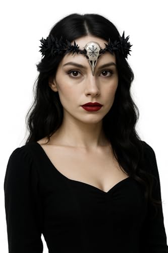 MIMIKRY Schwarzer Blumenkranz mit Vogelschädel Totenschädel Voodoo Dornenkrone Kopfschmuck Dornenkranz Halloween Kostüm-Zubehör MIMIKRY Schwarzer Blumenkranz mit Vogelschädel Totenschädel Voodoo Dornenkrone Kopfschmuck Dornenkranz Halloween Kostüm-Zubehör von MIMIKRY