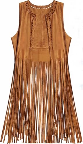 MIMIKRY Weste in Wildleder-Optik mit langen Fransen Kostüm-Zubehör Cowgirl Hippie Indianerin Boho Festival 60er Jahre, Größe:S MIMIKRY Weste in Wildleder-Optik mit langen Fransen Kostüm-Zubehör Cowgirl Hippie Indianerin Boho Festival 60er Jahre, Größe:S von MIMIKRY