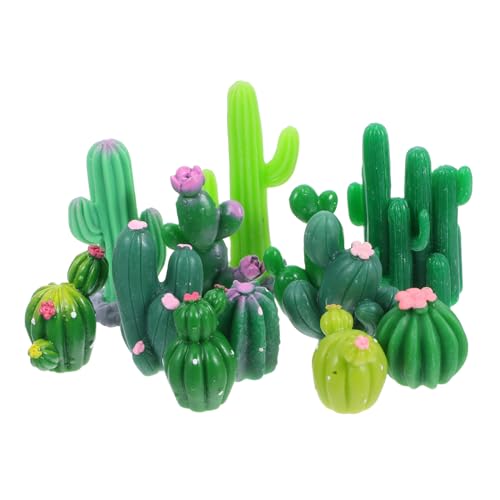 MINAOLULUS 12 Stück Kaktus-Mikrolandschaft Kaktus-Statue- Mikrolandschaftsdekor Kaktus -Cartoon -Skulptur Netter Mini -Kaktus Miniatur-Desktop-Dekoration Harz Green von MINAOLULUS