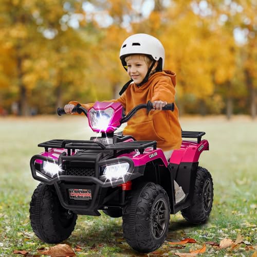 12V Elektrofahrzeuge,Elektro Kinderquad, Elektro-Quad mit LED und Musik, Elektroauto, Kinderfahrzeug,88 x 47 x 52 cm (rosa) von MINENICE