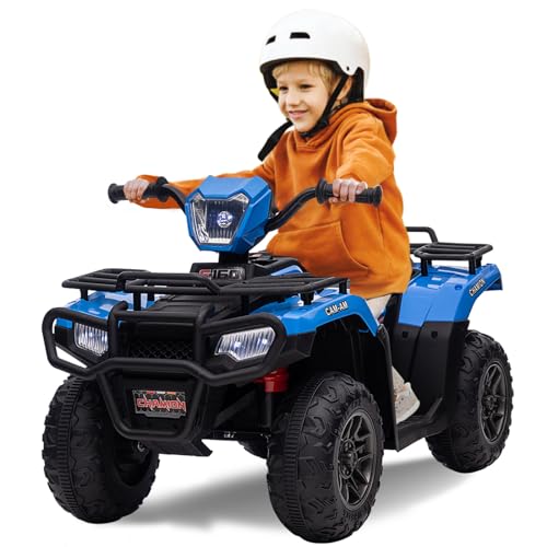 Elektro Kinderquad, Elektro-Quad mit LED und Musik, Elektroauto mit 4 rutschfeste Räder & langsamer Start, Kinderfahrzeug für Kinder ab 3 Jahren (Blau) von MINENICE