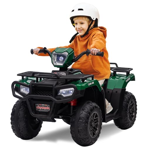 Elektro Kinderquad, Elektro-Quad mit LED und Musik, Elektroauto mit 4 rutschfeste Räder & langsamer Start, Kinderfahrzeug für Kinder ab 3 Jahren (Grün) von MINENICE