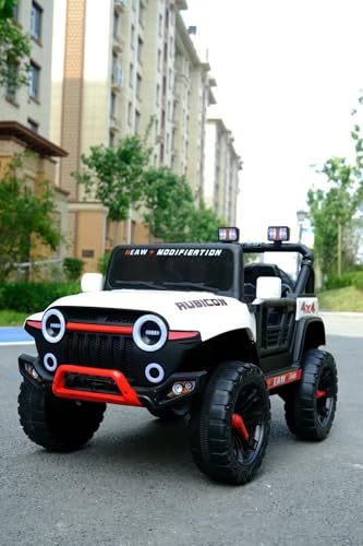 Kinderauto elektrisch Jeep, Zwei Fahrsteuerungsmodi: Fernbedienung und unabhängiges Pedal, Elektroauto für Kinder mit LED-Lichtern, Musik, 4 stoßdämpfende Räder, 12V 7ah(Weiß) von MINENICE