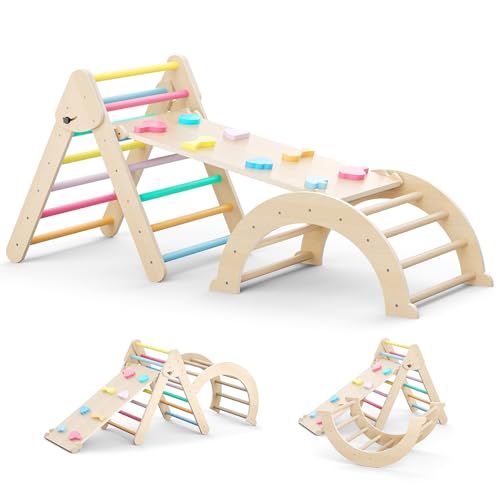 MINENICE 7-in-1 Montessori-Kletterrahmenset, Innenkletterdreieck, Kletterbogen mit weichem Kissen, Innenspielplatz 1-3 Jahre MINENICE 7-in-1 Montessori-Kletterrahmenset, Innenkletterdreieck, Kletterbogen mit weichem Kissen, Innenspielplatz 1-3 Jahre von MINENICE