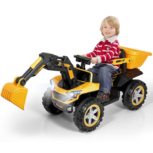 MINENICE Elektroauto für Kinder, 12 V, mit Fernbedienung, 2,4 G, maximale Tragfähigkeit 50 kg, Fahrzeuge mit LED-Lichtern, Musik, Hupe, USB-Funktionen (Gelb) von MINENICE