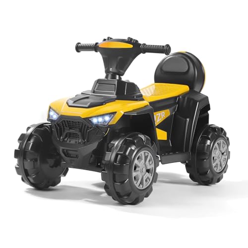 MINENICE Kinder Elektro Quad, ATV Kindermotorrad mit MP3 Musikplayer, maximale Tragfähigkeit 50 kg, Trompete und Scheinwerfer, USB Aufladung, Strandmotorrad für Kinder ab 3 Jahren (Gelb-Beach) von MINENICE