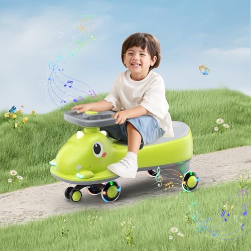 MINENICE 2-in-1-Push-Auto und Elektroauto für Kinder, Kinderfahrzeug mit leuchtenden Rädern und Musik, für den Gebrauch im Innen- und Außenbereich, Spielzeugauto für Kinder ab 1 Jahren (Hellgrün) von MINENICE