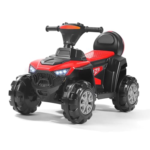 MINENICE Kinder Elektro Quad, ATV Kindermotorrad mit MP3 Musikplayer, maximale Tragfähigkeit 50 kg, Trompete und Scheinwerfer, USB Aufladung, Strandmotorrad für Kinder ab 3 Jahren (Rot-Beach) von MINENICE
