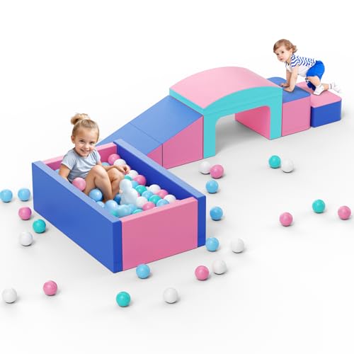 MINENICE Kinder Schaumstoffbausteine, große Schaumstoffbausteine, Indoor-Kletterblöcke, Kinderklettergerüste (Blau&Rosa-6pcs) von MINENICE