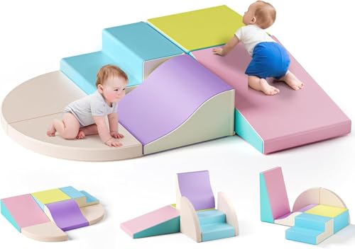 MINENICE Kinder Schaumstoffbausteine, große Schaumstoffbausteine, Indoor-Kletterblöcke, Kinderklettergerüste (Macaron Color-6) von MINENICE