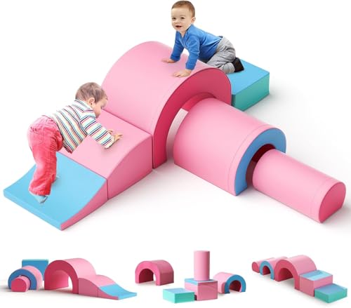 MINENICE Kinder Schaumstoffbausteine, große Schaumstoffbausteine, Indoor-Kletterblöcke, Kinderklettergerüste (Puderblaues fünfteiliges Set) von MINENICE