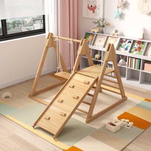 MINENICE Klettergerüst Indoor für Kinder, 3 in 1 Montessori Klettergerüst mit Rutsche, Schaukel, Kletterdreieck – Spielplatz für Kinderzimmer Kombispielzeug für drinnen Ab 3 Jahren MINENICE Klettergerüst Indoor für Kinder, 3 in 1 Montessori Klettergerüst mit Rutsche, Schaukel, Kletterdreieck – Spielplatz für Kinderzimmer Kombispielzeug für drinnen Ab 3 Jahren von MINENICE
