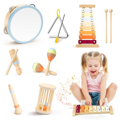 MINENICE Musikinstrumente für Kinder, Montessori Musikinstrumente Set, Musik Holzspielzeug für Jungen und Mädchen, Spielzeug Geschenke Trommel Xylophon für Kleinkinder ab 1-3 Jahren MINENICE Musikinstrumente für Kinder, Montessori Musikinstrumente Set, Musik Holzspielzeug für Jungen und Mädchen, Spielzeug Geschenke Trommel Xylophon für Kleinkinder ab 1-3 Jahren von MINENICE