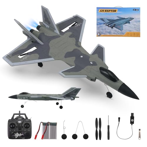 MINENICE RC-Flugzeug, 4CH Ferngesteuertes Flugzeug 2,4 GHz 6-Achsen-Gyro-Stabilisator mit LED-Lichtern für Erwachsene, Kinder, Anfänger und Jungen mit Ersatzakku Fahrwerk Ladegerät von MINENICE