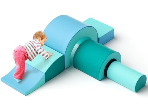 MINENICE Schaumstoff bausteine Softbausteine Bauspielzeug Riesenbausteine für 1-3 Jahre Kinder Mehrfarbig (Blau-5) von MINENICE