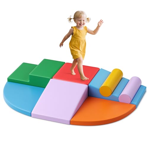 MINENICE Schaumstoff bausteine Softbausteine Bauspielzeug Riesenbausteine für 1-3 Jahre Kinder Mehrfarbig (Farbe-HXT03-PT8PCS) von MINENICE