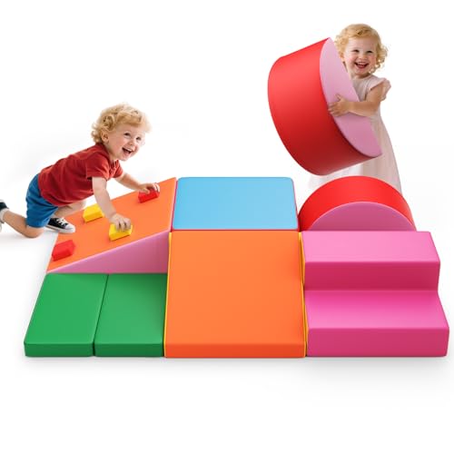 MINENICE Schaumstoff bausteine Softbausteine Bauspielzeug Riesenbausteine für 1-3 Jahre Kinder Mehrfarbig (Farbe-HXT11-PPK-7PCS) von MINENICE