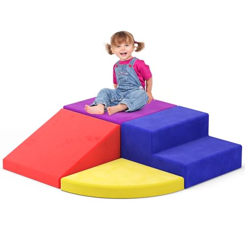 MINENICE Schaumstoff bausteine Softbausteine Bauspielzeug Riesenbausteine für 1-3 Jahre Kinder Mehrfarbig (HMJP-JP-Farbe-4PCS) von MINENICE