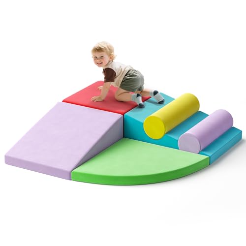 MINENICE Schaumstoff bausteine Zerlegbar und Maschinenwaschbar Softbausteine Bauspielzeug Riesenbausteine für 1-3 Jahre Kinder Mehrfarbig (Farbe-HXT01-BT6PCS) von MINENICE