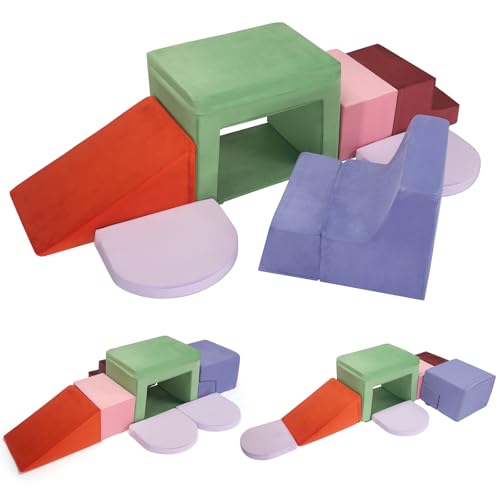 MINENICE Schaumstoff bausteine Zerlegbar und Maschinenwaschbar Softbausteine Bauspielzeug Riesenbausteine für 1-3 Jahre Kinder Mehrfarbig (Farbe-HXT22-BT7PCS) von MINENICE