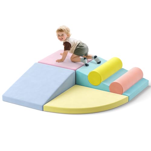 MINENICE Schaumstoff bausteine Zerlegbar und Maschinenwaschbar Softbausteine Bauspielzeug Riesenbausteine für 1-3 Jahre Kinder Mehrfarbig (Macaron-HXT01-BT6PCS) von MINENICE