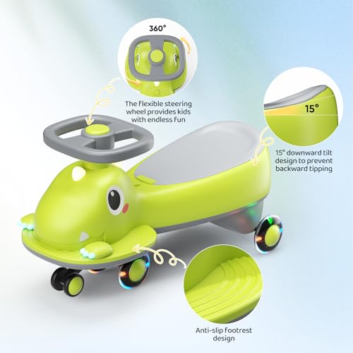 Rutschauto und Elektroauto für Kinder, Kinderfahrzeug mit Leuchträdern,Musik, Zugseil, Stauraum Kinderfahrzeug, für Drinnen und Draußen, Spielzeugauto für Kinder ab 1 Jahr (Kinderschaukelauto) von MINENICE