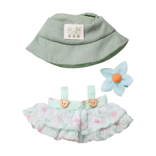 15 cm - 17 cm Puppenkleidung, geeignet für Labubu, 17 cm, 15 cm, Puppenzubehör, sitzend, keine Puppe, Kleidung, 1 grünes Gaze-Kleid + 1 Matcha-Hut + 1 kleiner blauer Blumenkopfschmuck 15 cm - 17 cm Puppenkleidung, geeignet für Labubu, 17 cm, 15 cm, Puppenzubehör, sitzend, keine Puppe, Kleidung, 1 grünes Gaze-Kleid + 1 Matcha-Hut + 1 kleiner blauer Blumenkopfschmuck von MINGSOLDIER